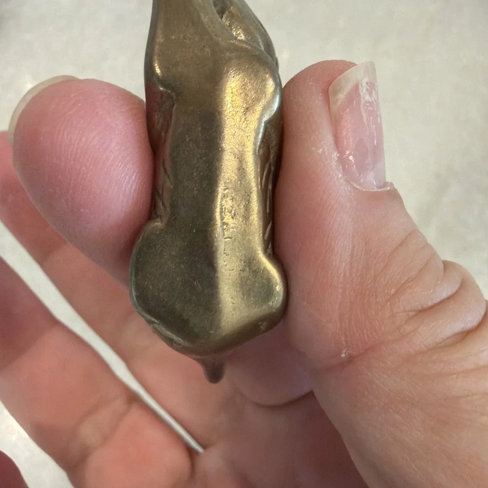 Vintage Miniature Solid Brass Hunting Pouncing Cat Figurine Tail up